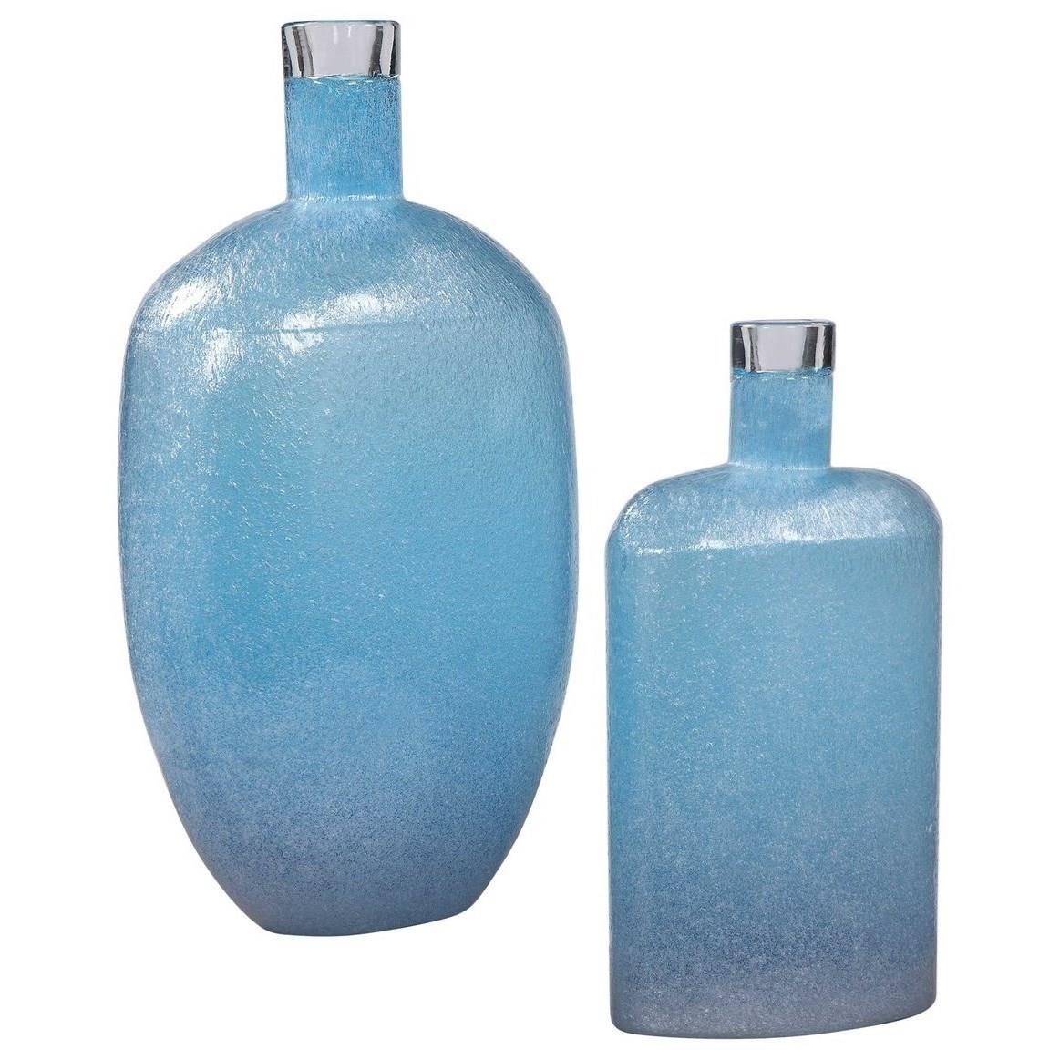 Uttermost Accessories Vases and Urns 17540 Suvi Blue Glass Vases, Set
